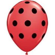Palloncino in Lattice 12" GS110 Rosso con Pois Nero 100pz Gemar Pois "Polka Dots"