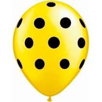 Palloncino in Lattice 12" GS110 Giallo con Pois Nero 100pz Gemar Pois "Polka Dots"