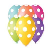 Palloncino in Lattice 5" AS50 Assortito con Pois Bianco 100pz Gemar Pois "Polka Dots"