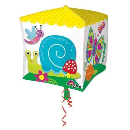 Palloncino in Foil 15" Cubo Primavera "Happy Spring" Animali (Insetti)