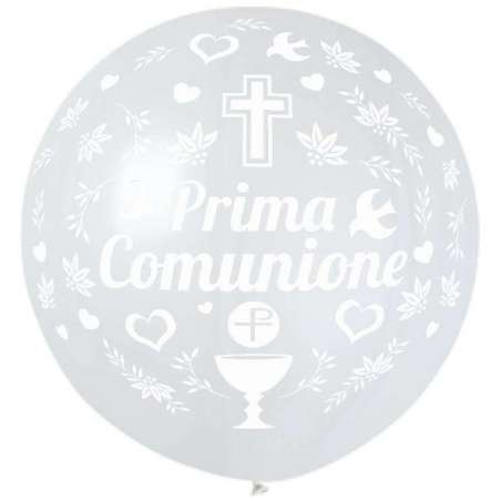 Palloncino in Lattice 31" GMS220 Bianco Metallizzato con Stampa "Prima Comunione" Gemar "Religious Celebrations"