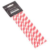 Cannuccia di Carta con Decoro a Spirale Bianco e Rosso 10pz Cannucce