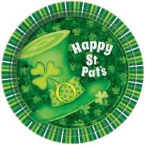 Piatto di Carta 22cm per San Patrick Lucky Stripes 8pz Tavola St. Patrick's