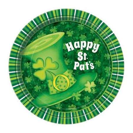 Piatto di Carta 22cm per San Patrick Lucky Stripes 8pz Tavola St. Patrick's