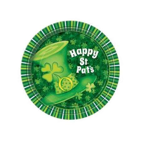 Piatto di Carta 18cm per San Patrick Lucky Stripes 8pz Tavola St. Patrick's