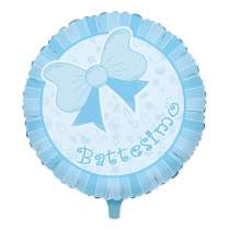 Palloncino in Foil 18" Battesimo Celeste con Fiocco Nascita e Battesimo