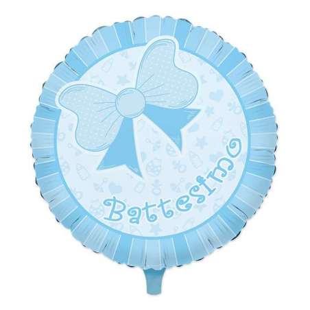 Palloncino in Foil 18" Battesimo Celeste con Fiocco Nascita e Battesimo