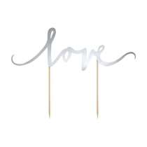 Cake Topper di Carta 17cm Argento Sagomato "Love" Picks e Topper Eventi