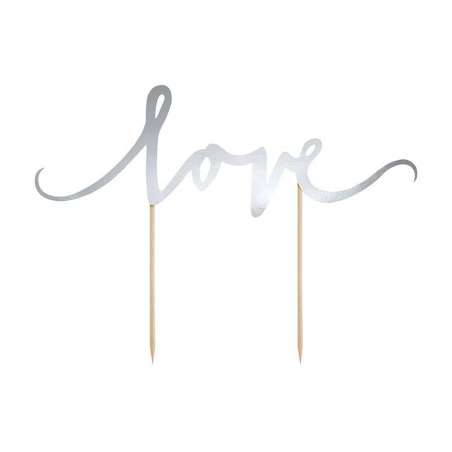 Cake Topper di Carta 17cm Argento Sagomato "Love" Picks e Topper Eventi