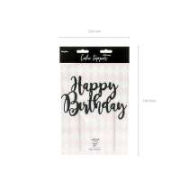 Cake Topper di Carta 23cm Nero Sagomato "Happy Birthday" Picks e Topper Eventi