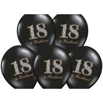 Palloncino in Lattice 12" Nero con Stampa N.18 "Brilliant" 50pz Accessori e Palloncini 18° Compleanno