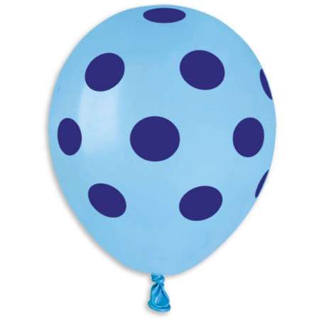 Palloncino in Lattice 5" AS50 Celeste con Pois Blu 100pz Gemar Pois "Polka Dots"