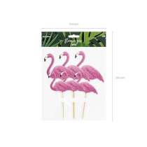 Picks Sagomato Fenicottero Rosa 6pz Festa Tema Fenicottero "Flamingo"