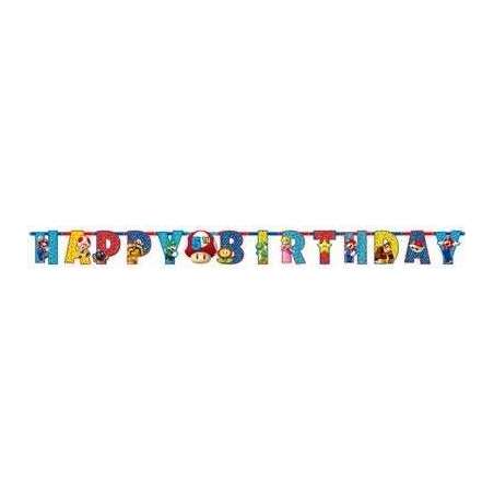 Festone Happy Birthday Carta con Super Mario Super Mario Bros