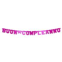 Festone Buon Compleanno Fucsia Metallizzato 2.65mt Festoni Buon Compleanno