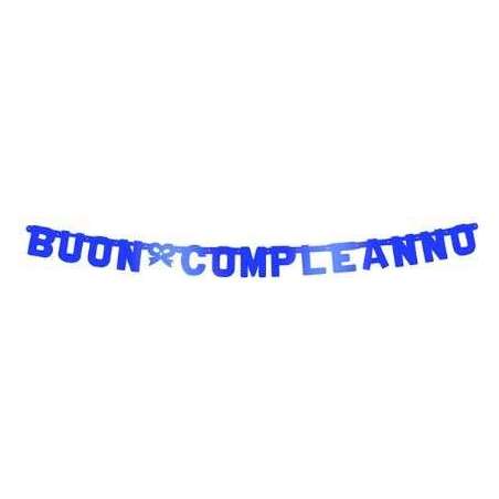 Festone Buon Compleanno Blu Metallizzato 2.65mt Festoni Buon Compleanno
