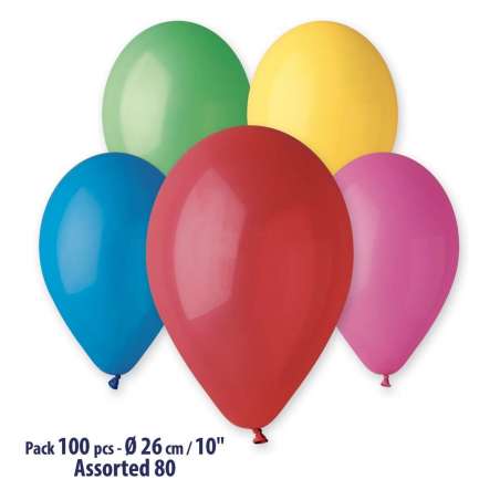 Palloncino in Lattice 10" G90 Colori Assortiti "Assorted 080" 100pz Gemar Standard 10" G90