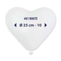 Palloncino in Lattice 10” Cuore CR Bianco "White 001" 100pz Gemar Cuori 10" CR
