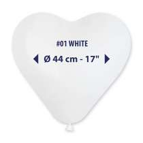 Palloncino in Lattice 17” Cuore CR17 Bianco "White 001" 50pz Gemar Cuori 17" CR17