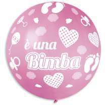 Palloncino in Lattice 31" GS220 Rosa con Scritta "E' una bimba" Gemar "Nascita e Battesimo"