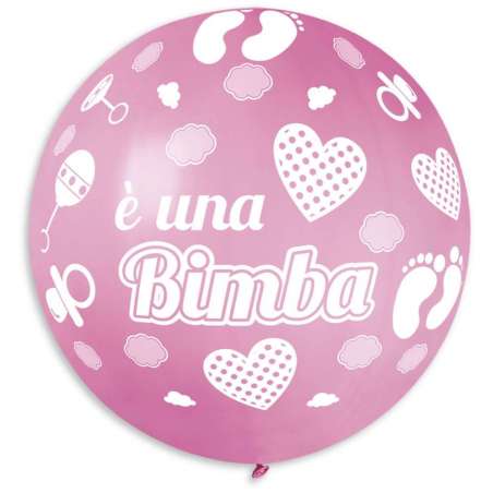 Palloncino in Lattice 31" GS220 Rosa con Scritta "E' una bimba" Gemar "Nascita e Battesimo"
