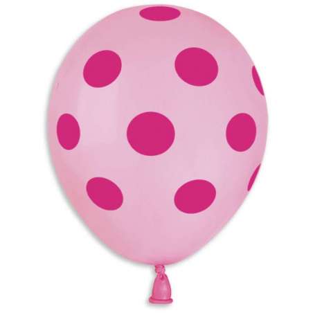 Palloncino in Lattice 5" AS50 Rosa con Pois Fucsia 100pz Gemar Pois "Polka Dots"