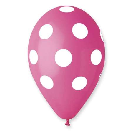 Palloncino in Lattice 12" GS110 Fucsia con Pois Bianco 100pz Gemar Pois "Polka Dots"