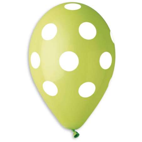Palloncino in Lattice 12" GS110 Verde Lime con Pois Bianco 100pz Gemar Pois "Polka Dots"