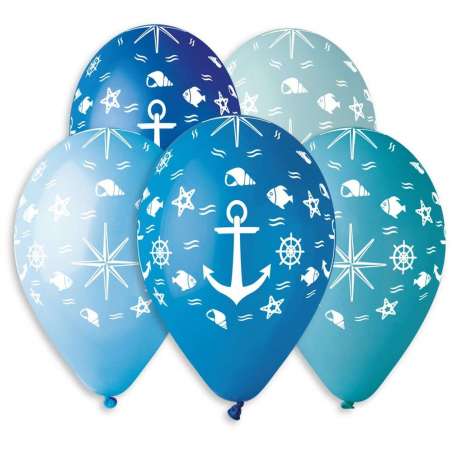 Palloncino in Lattice 12" GS110 Assortito con Stampa Pesci e Mare 100pz Gemar "Theme & Patterns"