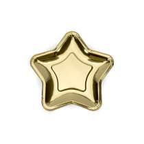 Piatto di Carta 18cm Sagomato Stella Oro Metallizzato "Gold Star" 6pz Accessori Tavola Natale e Capodanno