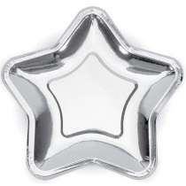 Piatto di Carta 18cm Sagomato Stella Argento Metallizzato "Star" 6pz Accessori Tavola Natale e Capodanno
