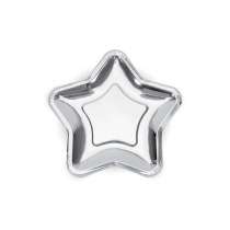 Piatto di Carta 18cm Sagomato Stella Argento Metallizzato "Star" 6pz Accessori Tavola Natale e Capodanno