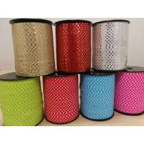 Nastrino Rosso con Pois Argento Metallizzato 10mm x 250mt Nastrini Pois