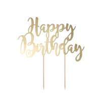 Cake Topper di Carta 23cm Oro Sagomato "Happy Birthday" Picks e Topper Eventi