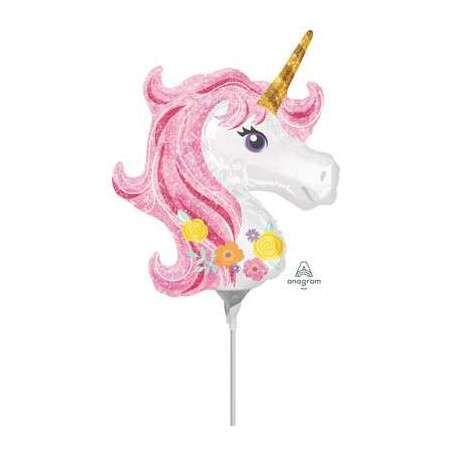 Palloncino in Foil 14" Mini Shape Unicorno Rosa e Oro "Magical Unicorn" Unicorno
