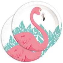 Piatto di Carta 23cm con Fenicottero 8pz Festa Tema Fenicottero "Flamingo"