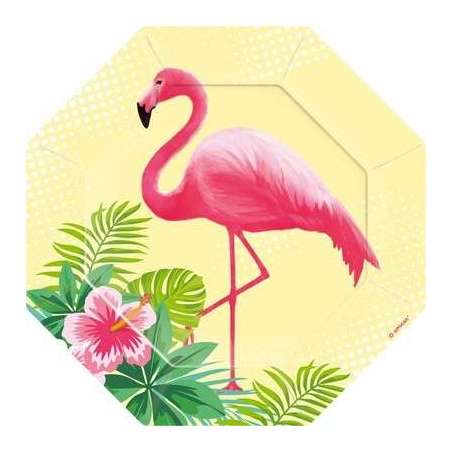 Piatto di Carta 18cm Fenicottero "Flamingo Paradise" 8pz Festa Tema Fenicottero "Flamingo"