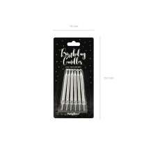 Candelina 7cm Argento Satinato 6pz Candeline Stelo