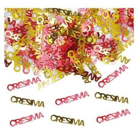 Confetti in Plastica Sagomati "Cresima" Rosso e Oro 15gr Santa Cresima