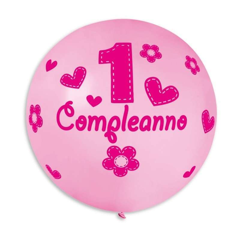 Palloncino Numero 1 Gigante 100 Cm Rosa Pastello – Aria Di Festa – Per Compleanni