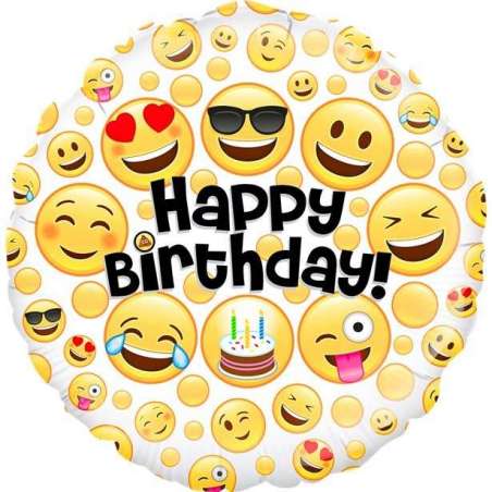 Palloncino in Foil 18" Happy Birthday Party Emoticon Palloncini in Foil Oaktree
