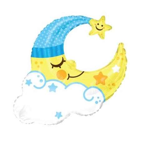 Palloncino in Foil 36" Jumbo Luna Celeste Personalizzabile Nascita e Battesimo