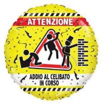 Palloncino in Foil 18" Giallo e Nero "Addio al Celibato" Messaggi Speciali