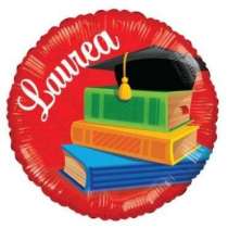 Palloncino in Foil 18" Rosso con Libri e Tocco "Laurea" Laurea