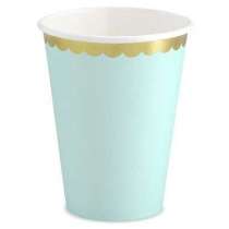 Bicchiere Carta Yummy Menta Pastel e Oro 6pz Festa Tema Macaron