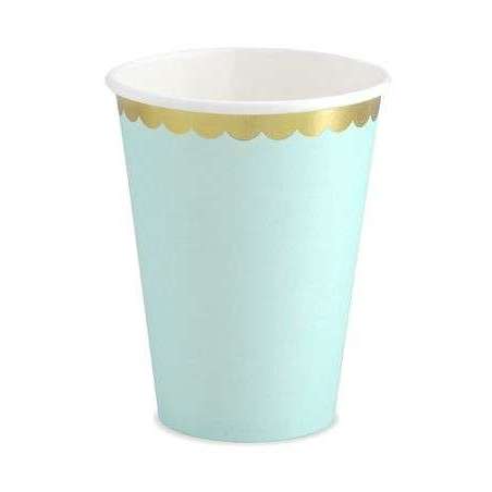 Bicchiere Carta Yummy Menta Pastel e Oro 6pz Festa Tema Macaron