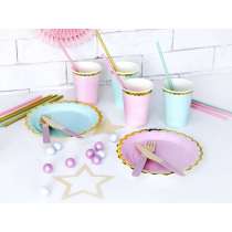 Bicchiere Carta Yummy Menta Pastel e Oro 6pz Festa Tema Macaron