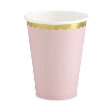 Bicchiere Carta Yummy Rosa Pastel e Oro 6pz Festa Tema Macaron