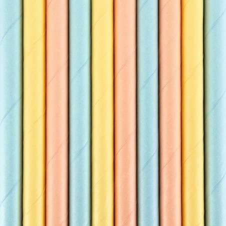 Cannuccia di Carta Color Pastello "Summer Time" 10pz Cannucce