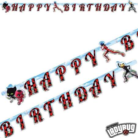 Festone Happy Birthday con Ladybug "Miraculous" Ladybug "Miraculous"